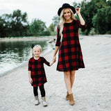 Family Matching Mother Daughter New Year Christmas Plaid Mini Dress