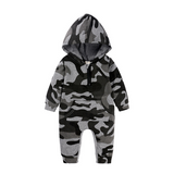 Baby Boy Girl Long Sleeve Camouflage Zip-Up Jumpsuit Romper