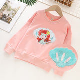 Kid Girls Autumn Pony Unicorn Color-changing Sequined Pullover Cotton Shirts