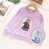 Kid Girls Autumn Pony Unicorn Color-changing Sequined Pullover Cotton Shirts