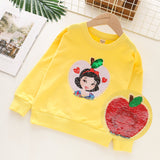 Kid Girls Autumn Pony Unicorn Color-changing Sequined Pullover Cotton Shirts