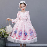 Kids Girl Long-sleeved Lolita Skirt Autumn Princess Cotton Dress