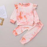 New Baby Girl 3-color Tie Dye Pit Strip Long Sleevel 3 Pcs Suit