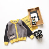 Kid Boy Cardigan Knit Single Breasted Cartoon Ins Winter Sweater