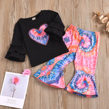 Kid Baby Girl Love Embroidered Printed Flared Suits 2 Pcs Sets