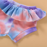 Baby Girl Briefs Suit Summer Long Sleeve Tie-dye Climbing Suit 2 Pcs Sets