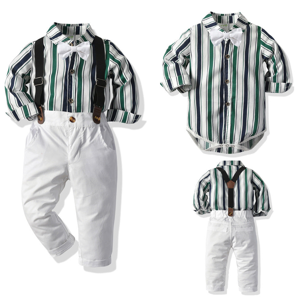 Long-sleeved Banquet Baby Boy Set 2 Pcs Striped Formal Suits