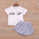 Kid Baby Girl Suit Cartoon Short Sleeve Shorts 2 Pcs Sets