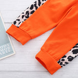 Kid Baby Girls Hooded Leopard Print Stitching 3 Pcs Sets