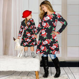Fmaily Matching Parent-Child Dress Christmas Long-sleeved Print Look Same