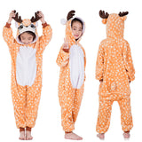 Kid Baby Girl Cartoon Animal One-piece Coral Velvet Thickened Pajamas