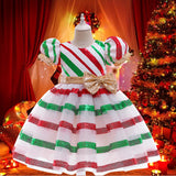 Kid Baby Girl Christmas Long Dress Bow Lace Evening Dress