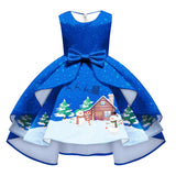 Kids Girl Snowflake Digital Printing Christmas Lovely Sleeveless Princess Dresses