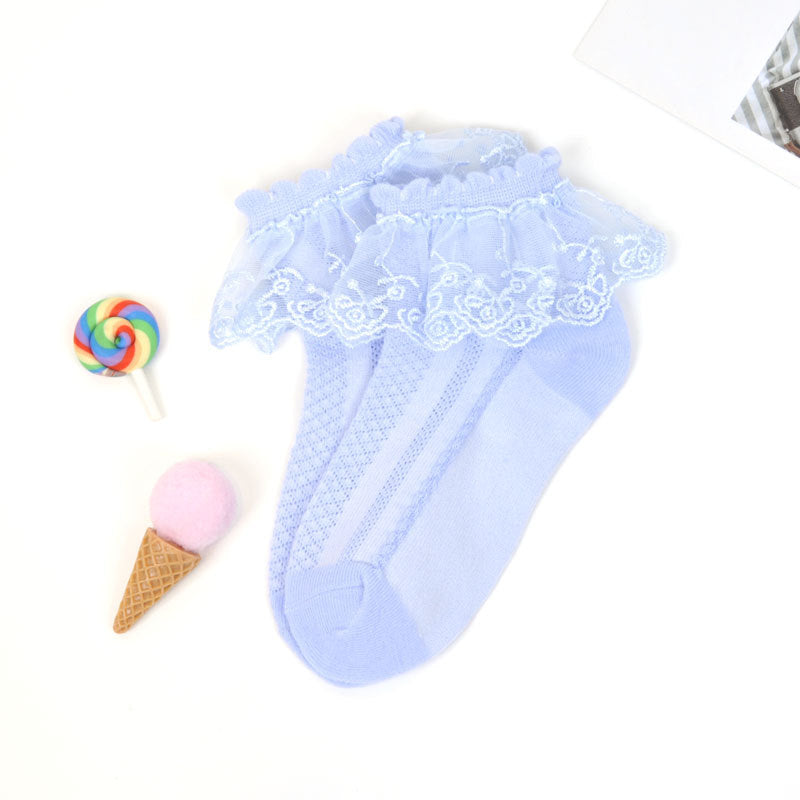Newborn Baby Girl Lace Bow Princess Breathable Ruffled Socks
