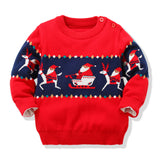 Kid Baby Girl Sleigh Santa Pullover Soft Double Layer Sweater