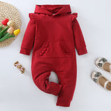 Baby Boy Girl Jumpsuits Red Long Sleeve One-piece Harley Rompers