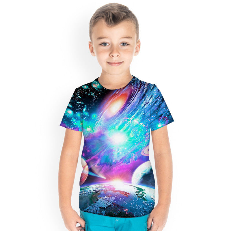Kid Boy Gril Short Sleeve Casual Fashion Loose 3D T-shirts