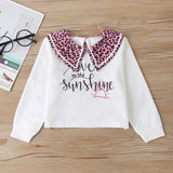 Kid Baby Girls Suit Autumn Leopard Print Letter Long Sleeve 2 Pcs Sets