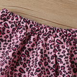 Kid Baby Girls Suit Autumn Leopard Print Letter Long Sleeve 2 Pcs Sets