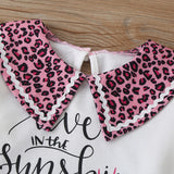 Kid Baby Girls Suit Autumn Leopard Print Letter Long Sleeve 2 Pcs Sets