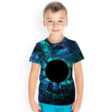 Kid Boy Girl Round Collar Summer Dazzling Sky 3D Visual Printing T-shirt