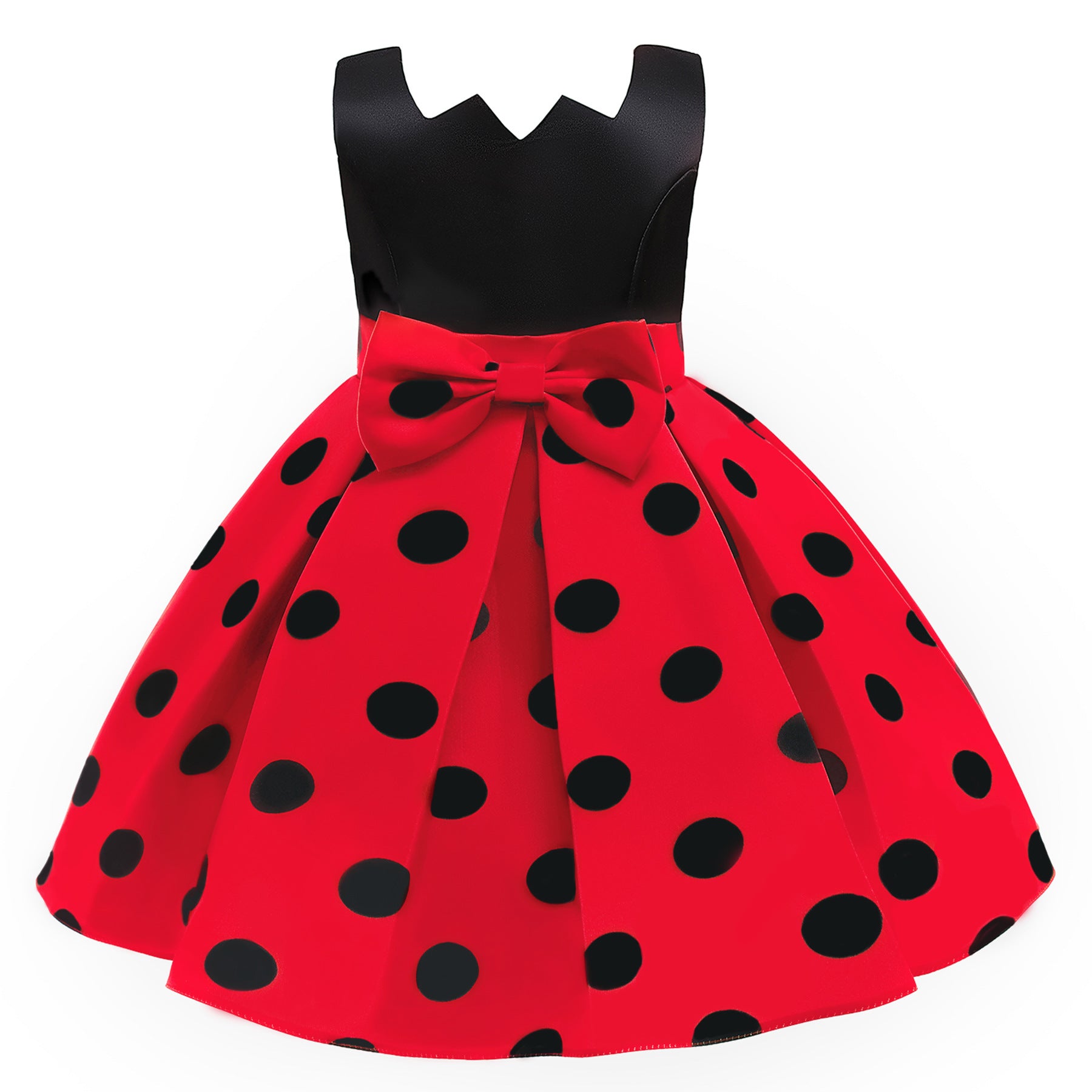 Kid Baby Girl Retro Polka Dot Print Holiday Evening Dress