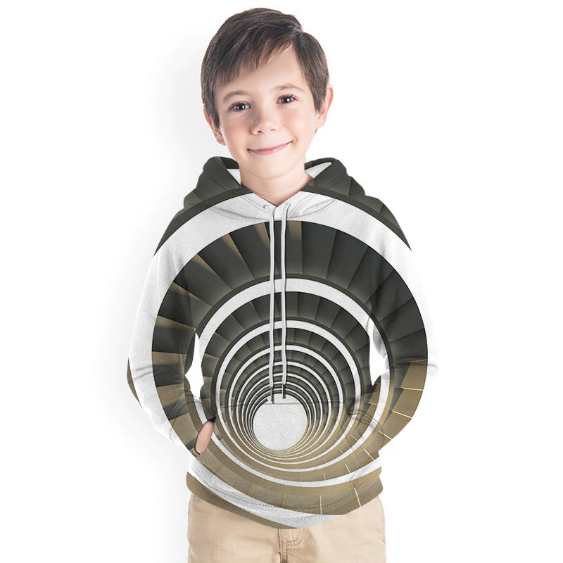 Kid Boy Spiral Series 3D Print Hoodie Baseball Uniform