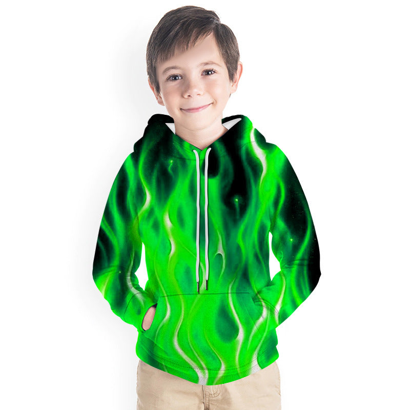 Kid Boy Girl 3D Color Flame Print Hoodie