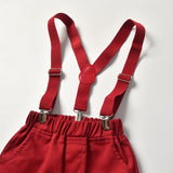 Long Sleeve Plaid Suspender Christmas Baby Boy 2 Pcs Set Suits