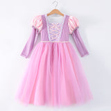 Kid Girl Frozen Pink Long-sleeved Princess Halloween Cartoon Dress