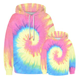 Family Matching Hoodie Tie-dyed Digital Printed Long Sleeve Pullover Tops