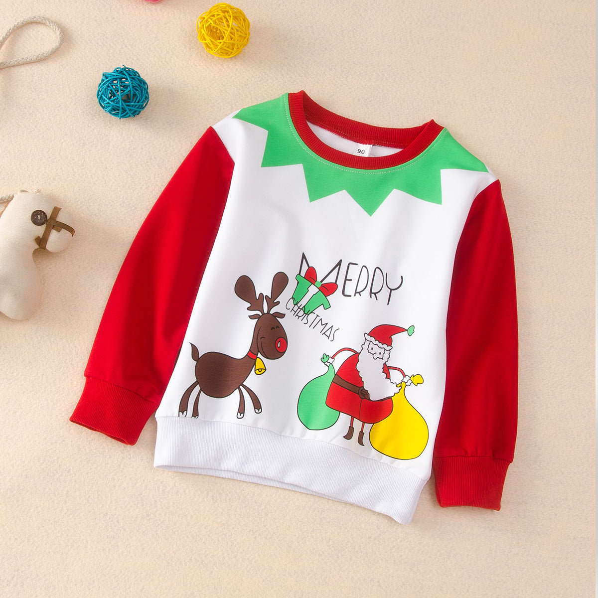 Kid Boy Girl Christmas Print Long-sleeved Cartoon Sweatshirt Pullover