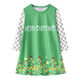Kid Baby Girl Christmas Cartoon Digital Print Round Neck Dresses