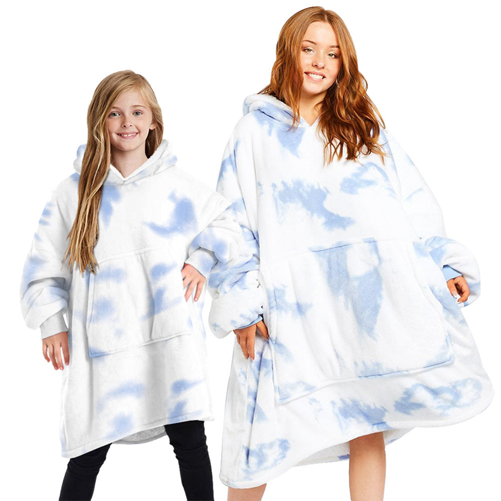 Family Matching Hoodie Tie-dye Digital Print Winter Warm Shirts Tops