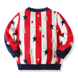 Kid Boy Stripe Star Elk Soft Double Layer Christmas Sweater