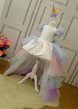 Summer Girls Unicorn Dress with Headband Birthday Party Rainbow Ball Gown 4-10T - honeylives