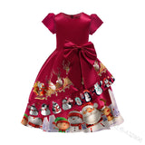 Girl Christmas Cute Bow Party Dress