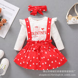 Baby Girl Valentine's Day Suit Heart Letter Printed 3 Pcs Sets