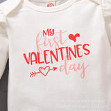 Baby Girl Valentine's Day Suit Heart Letter Printed 3 Pcs Sets