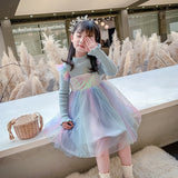Ice Snow Princess Dress Autumn Winter Velvet Sequins Dresses