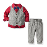 Double Vest Striped Baby Boy Set Christmas Formal 2 Pcs Suits