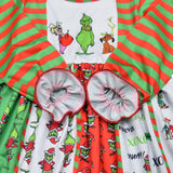 Kid Baby Girl Christmas Deplorable Green Fur Grinch Dress