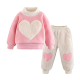 Kid Baby Girl Winter Leisure Set Plus Fleecy 2 Pcs Sets