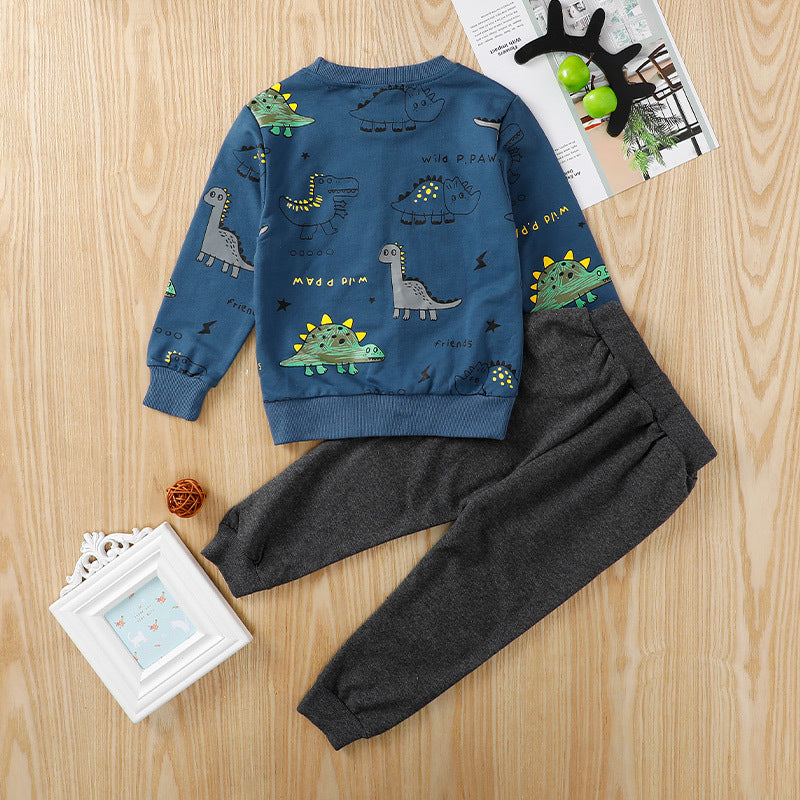 Kid Baby Boy Autumn Khaki Suit Sets 2 Pcs