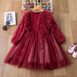 Kid Baby Girl Long Sleeve Sequin Princess Gauze Poncho Dress