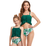 Family Matching Parenthood Tank Top Bikini Conservative High Waist Swimsuit