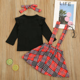 Baby Kid Toddler Girl Valentine's Day Suit Plaid Heart 3 Pcs Sets