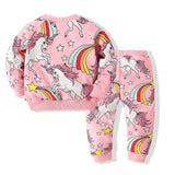 Kid Baby Girls Long Sleeve Cartoon Unicorn Tracksuit 2 Pcs Set Pajamas