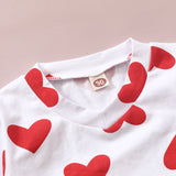 Kid Baby Girl Valentine's Day Heart Round Neck Long Sleeve 2 Pcs Sets