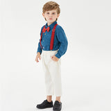 Autumn Winter Long-sleeved Suit Boy Bib 2 Pcs Suit